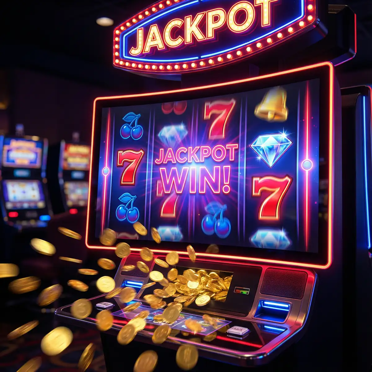 Variedad de máquinas tragamonedas en sala de casino